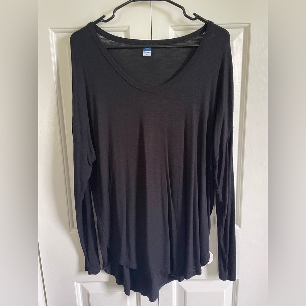 Women's Black Long Sleeve Tunic Top